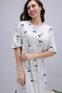 Zivame Mickey and Friends Knit Cotton Loungewear Dress - Vapor Blue — thumbnail 6